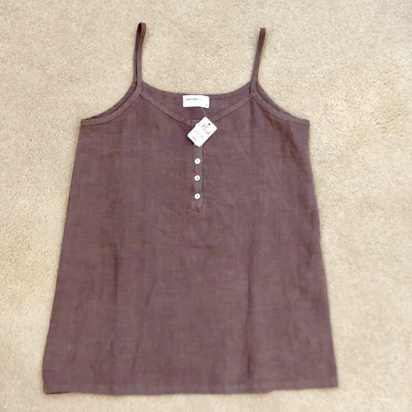 NEW Allen Allen Taupe Linen Button Cami XS - Picture 2 of 8